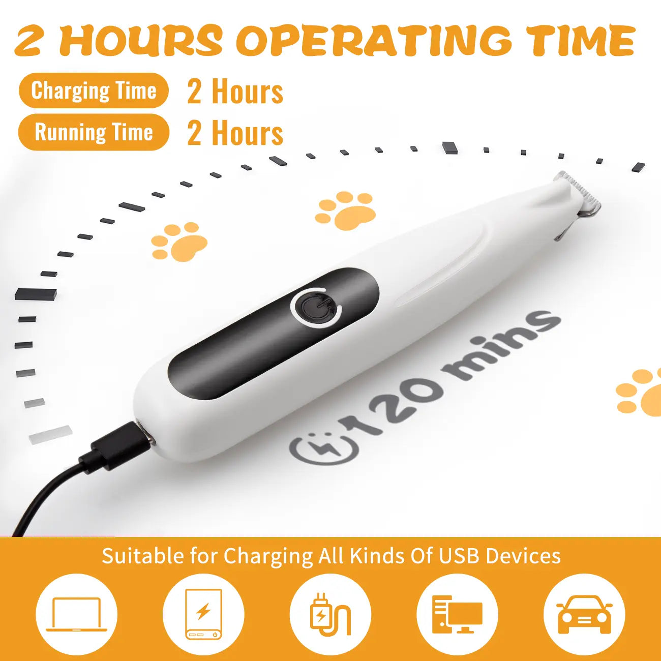 Rechargeable Pet Dog Cat Hair Trimmer Kit, Pet Paw Trimmer, Cordless Quiet Dog Trimmer for Grooming with LED Light, Small Dog Grooming Clippers for Dogs & Cats, Pet Grooming Tool,Waterproof, Low Noise Pet Shaver