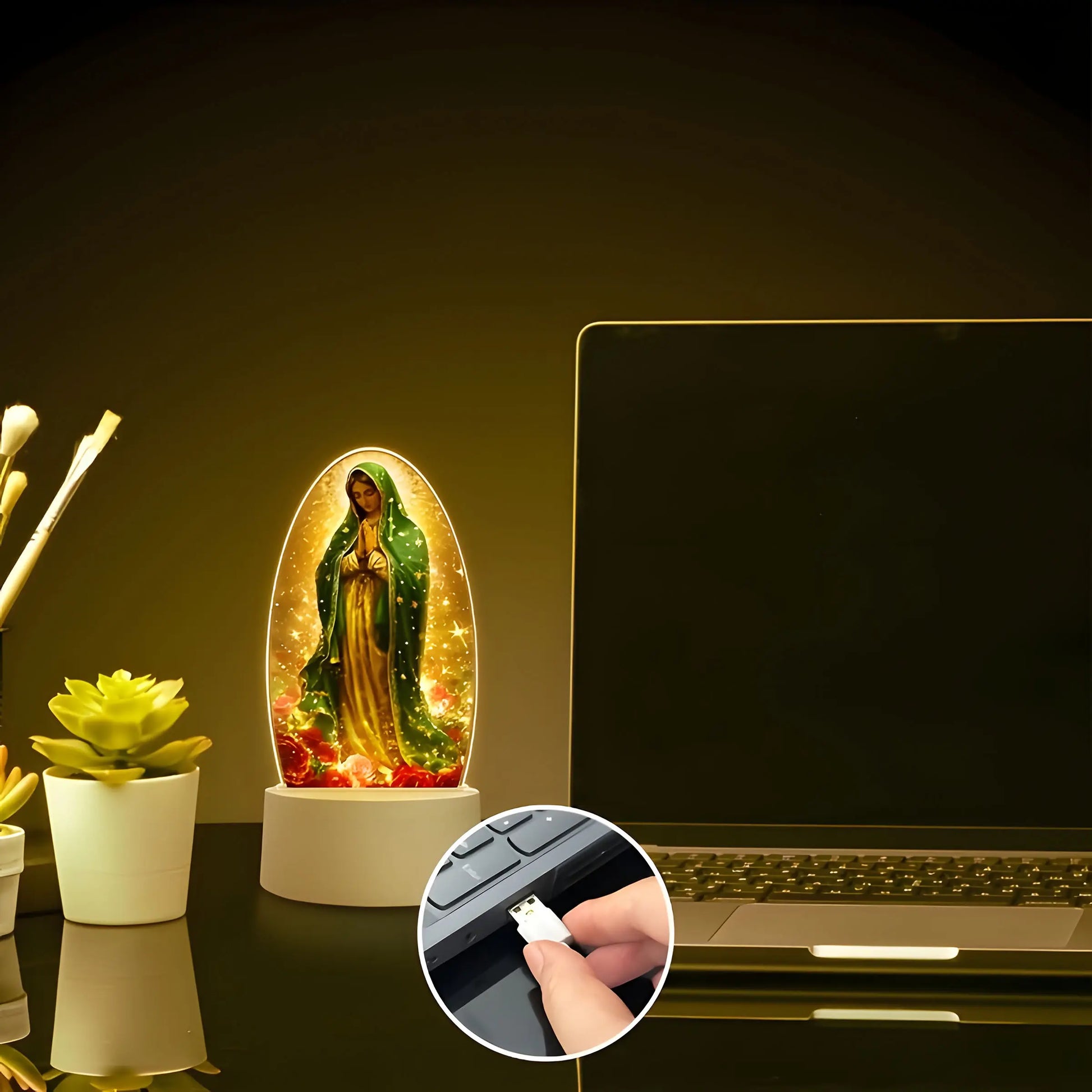 Guadalupe Virgin Prayer Lamp, Usb-Powered Warm Light for Religious Home Decor, Baptism and Spiritual Atmosphere #GLOBAL PICKS
