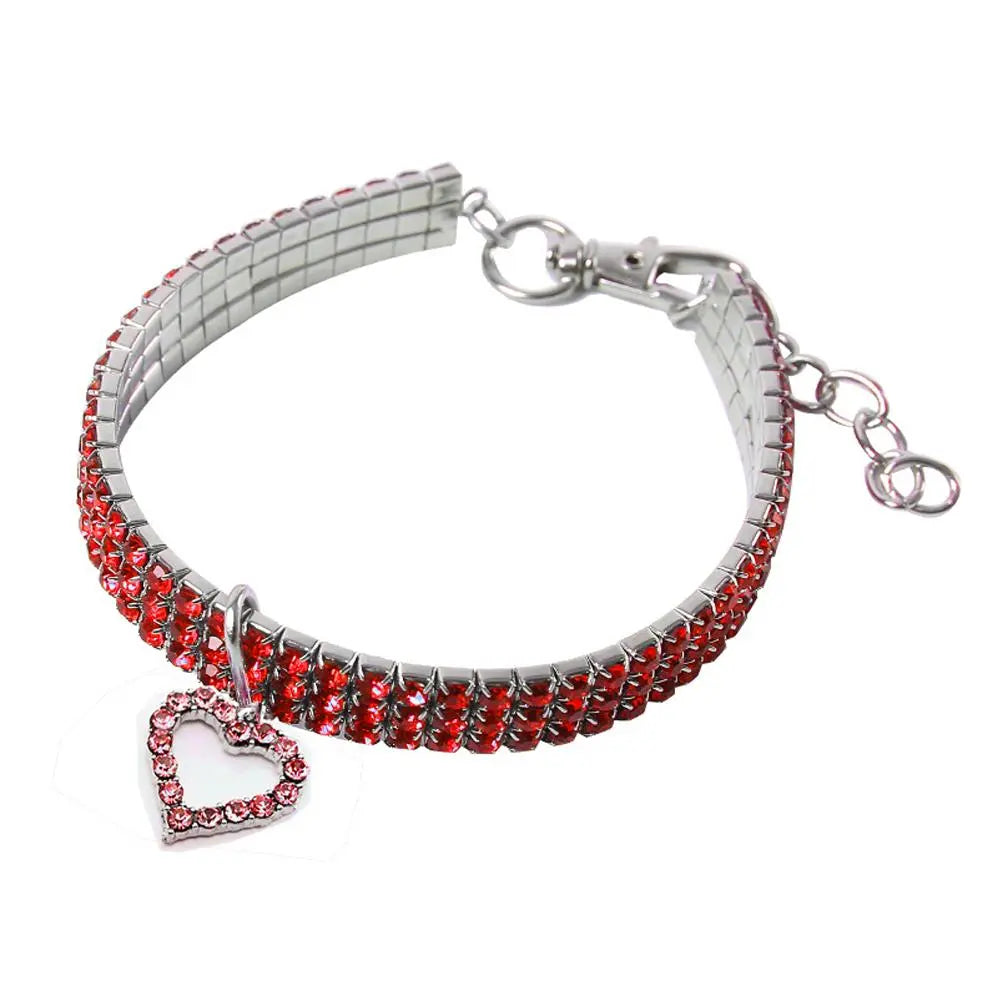 Rhinestone Decor Pet Collar, 1 Count Adjustable Pet Collar with Heart Shaped Pendant, Pet Accessories for Small Medium Large Dogs & Cats