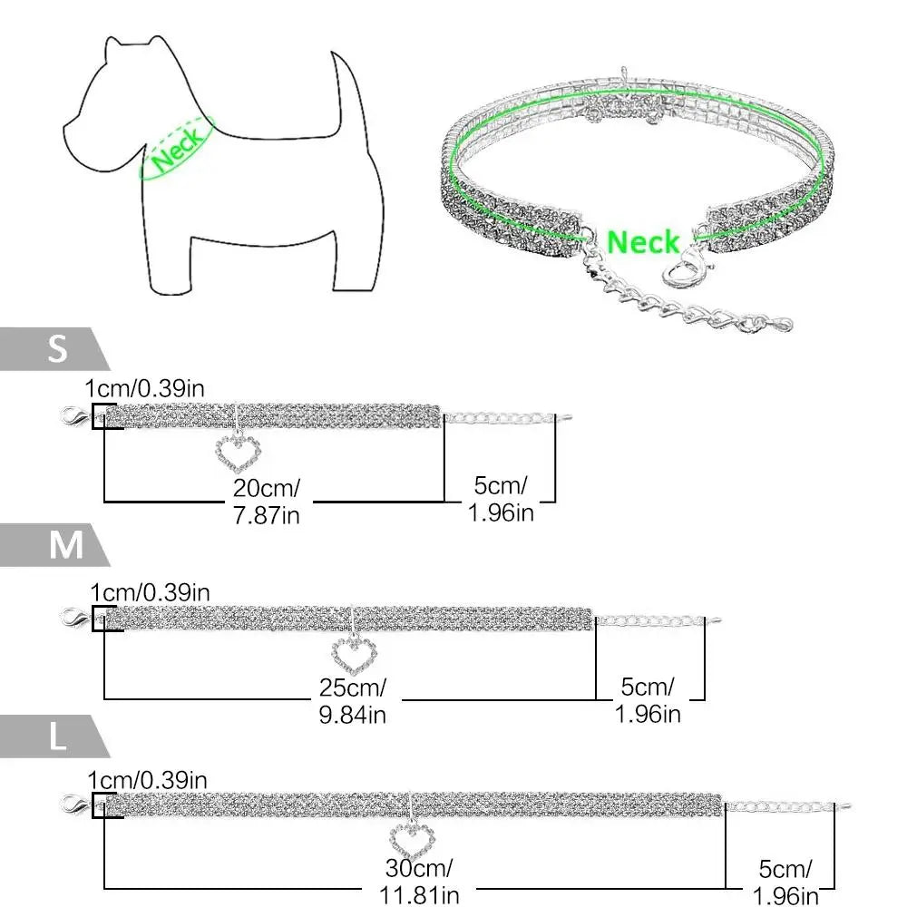 Rhinestone Decor Pet Collar, 1 Count Adjustable Pet Collar with Heart Shaped Pendant, Pet Accessories for Small Medium Large Dogs & Cats