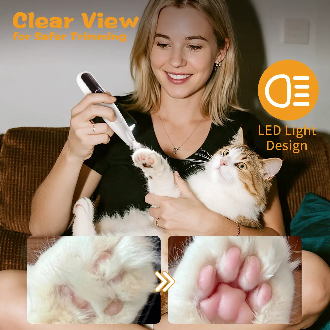 Rechargeable Pet Dog Cat Hair Trimmer Kit, Pet Paw Trimmer, Cordless Quiet Dog Trimmer for Grooming with LED Light, Small Dog Grooming Clippers for Dogs & Cats, Pet Grooming Tool,Waterproof, Low Noise Pet Shaver
