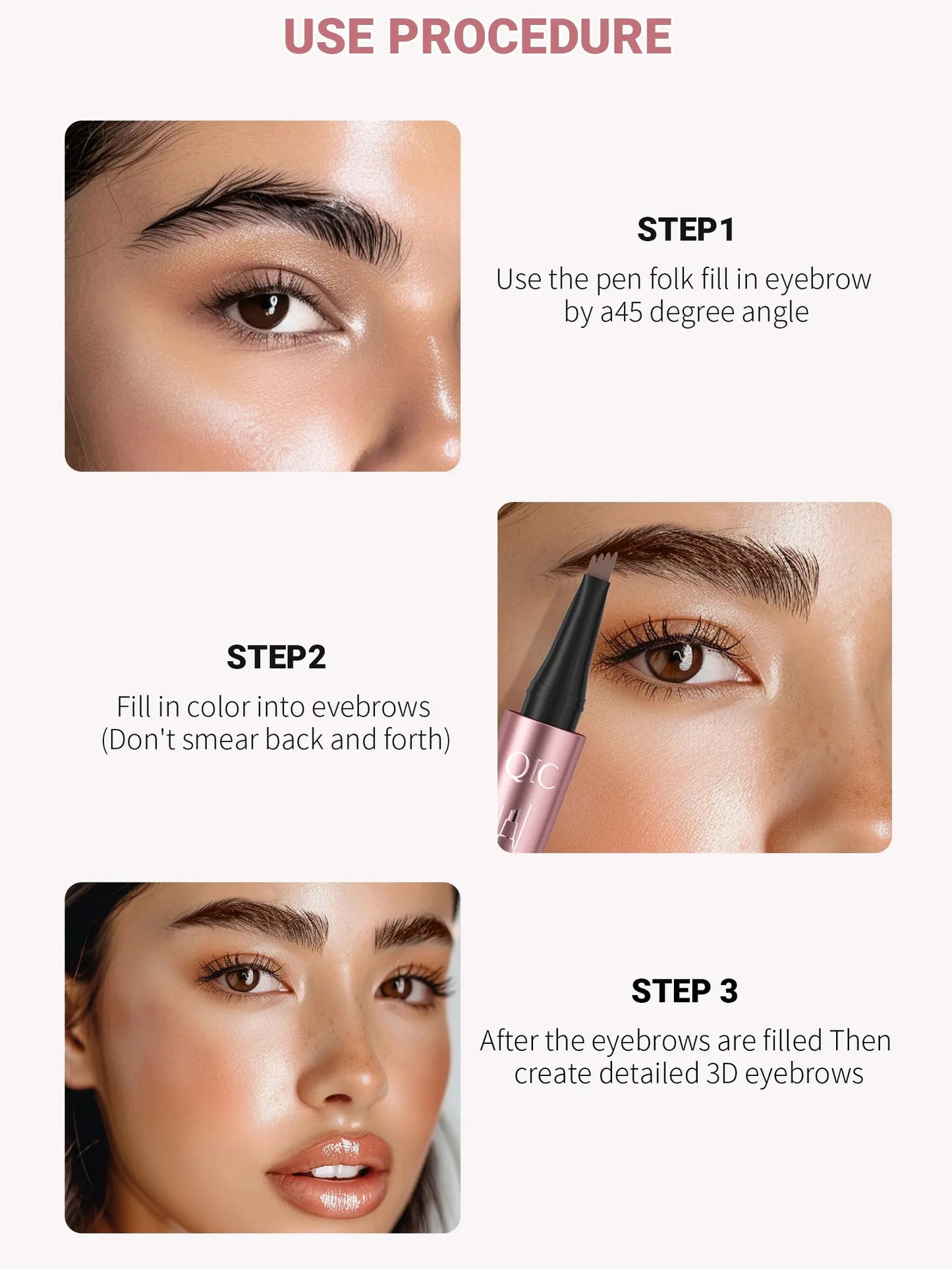 Waterproof Micro-Fork Eyebrow Pencil, Long-Lasting Brow Pen for Natural Hair-Like Strokes, Smudge-Proof Makeup Tool for Daily Use & Soft Glam