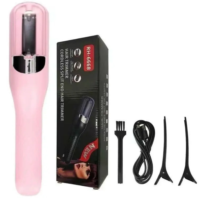Automatic Electric Hair Clipper, Multifunctional Type-C Rechargeable Hair Split End Clipper, Split End Trimmer, Barber Kit, Baby Pink Hair Styling Tools, Hair Strengthening