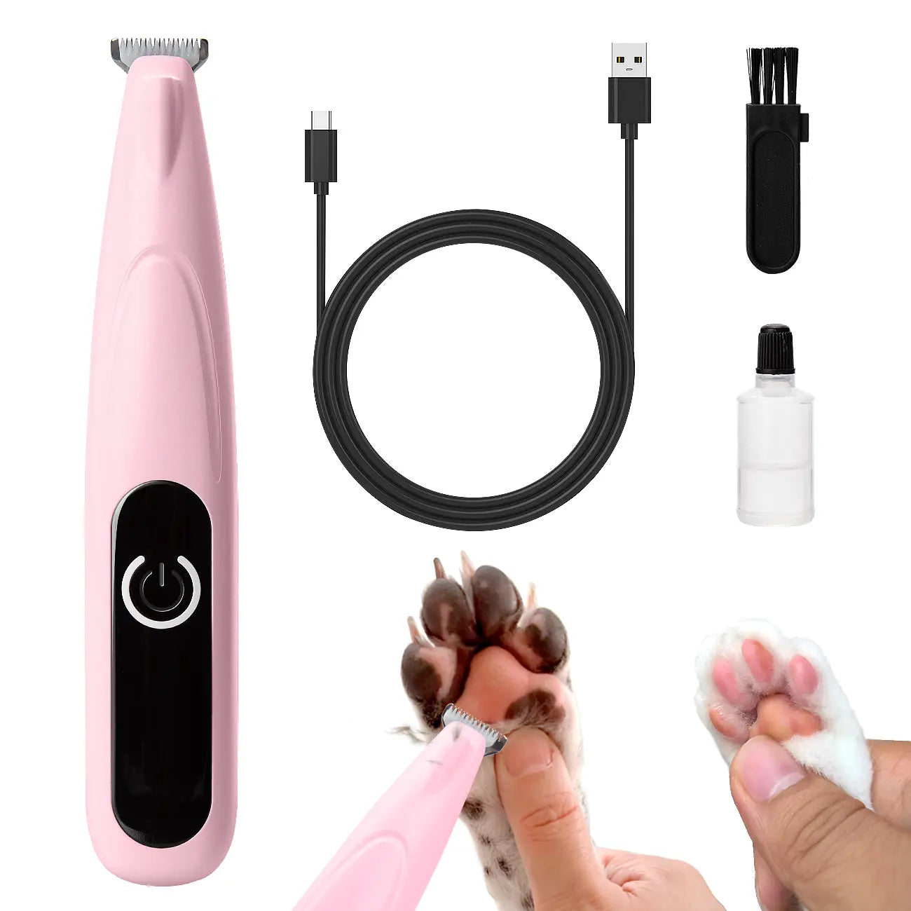 Rechargeable Pet Dog Cat Hair Trimmer Kit, Pet Paw Trimmer, Cordless Quiet Dog Trimmer for Grooming with LED Light, Small Dog Grooming Clippers for Dogs & Cats, Pet Grooming Tool,Waterproof, Low Noise Pet Shaver