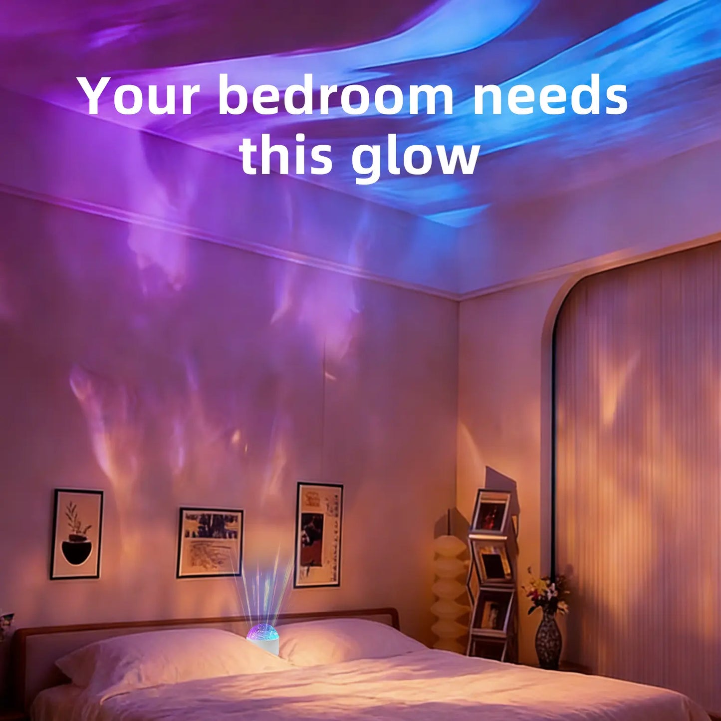 2 Scene -Ocean Wave & 3D Water Rippleprojector Light-Easteregglight 16-Color round Lamp Withcontrol, Relaxation & Romantic Night Ambience Tiktokshopspringglowup