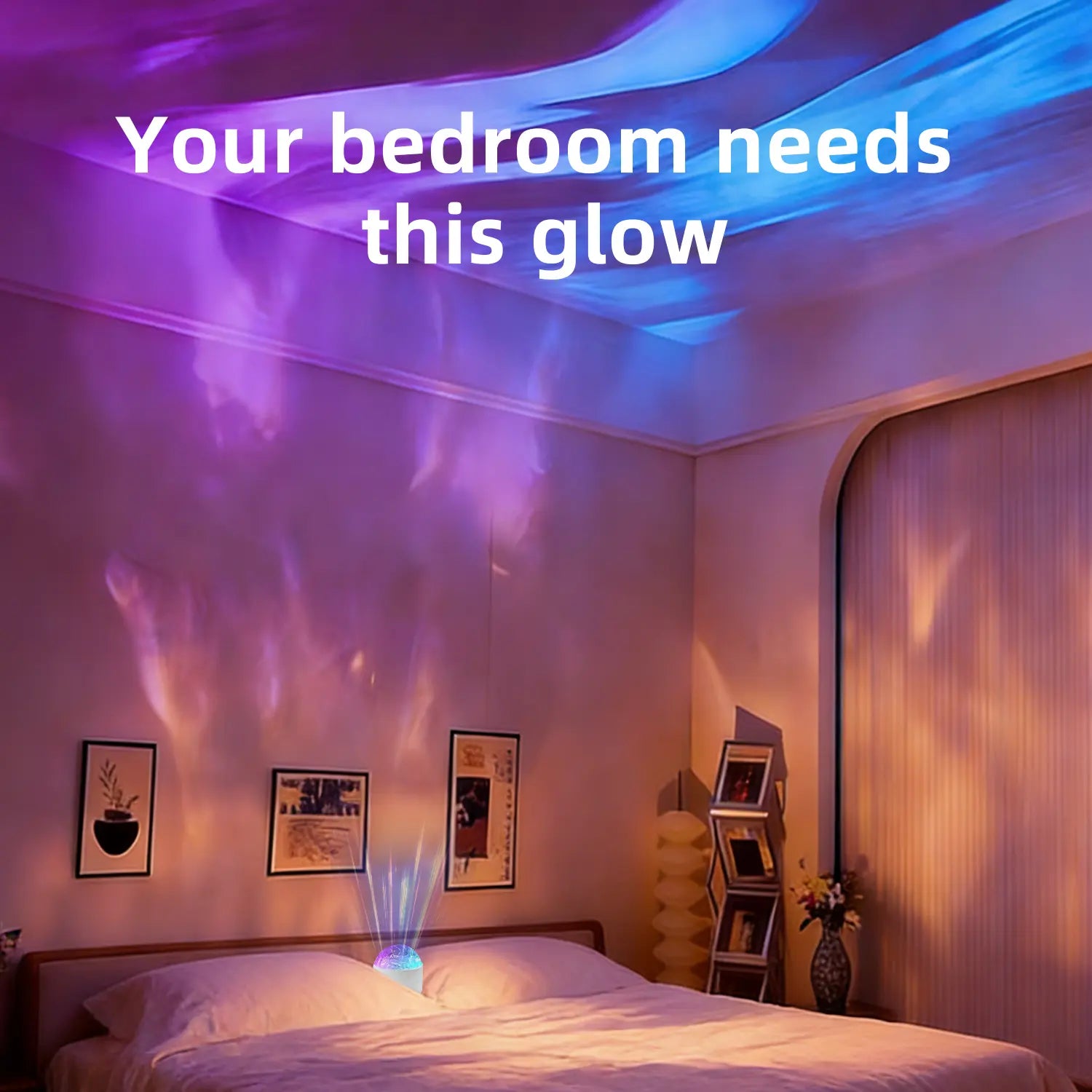 2 Scene -Ocean Wave & 3D Water Rippleprojector Light-Easteregglight 16-Color round Lamp Withcontrol, Relaxation & Romantic Night Ambience Tiktokshopspringglowup