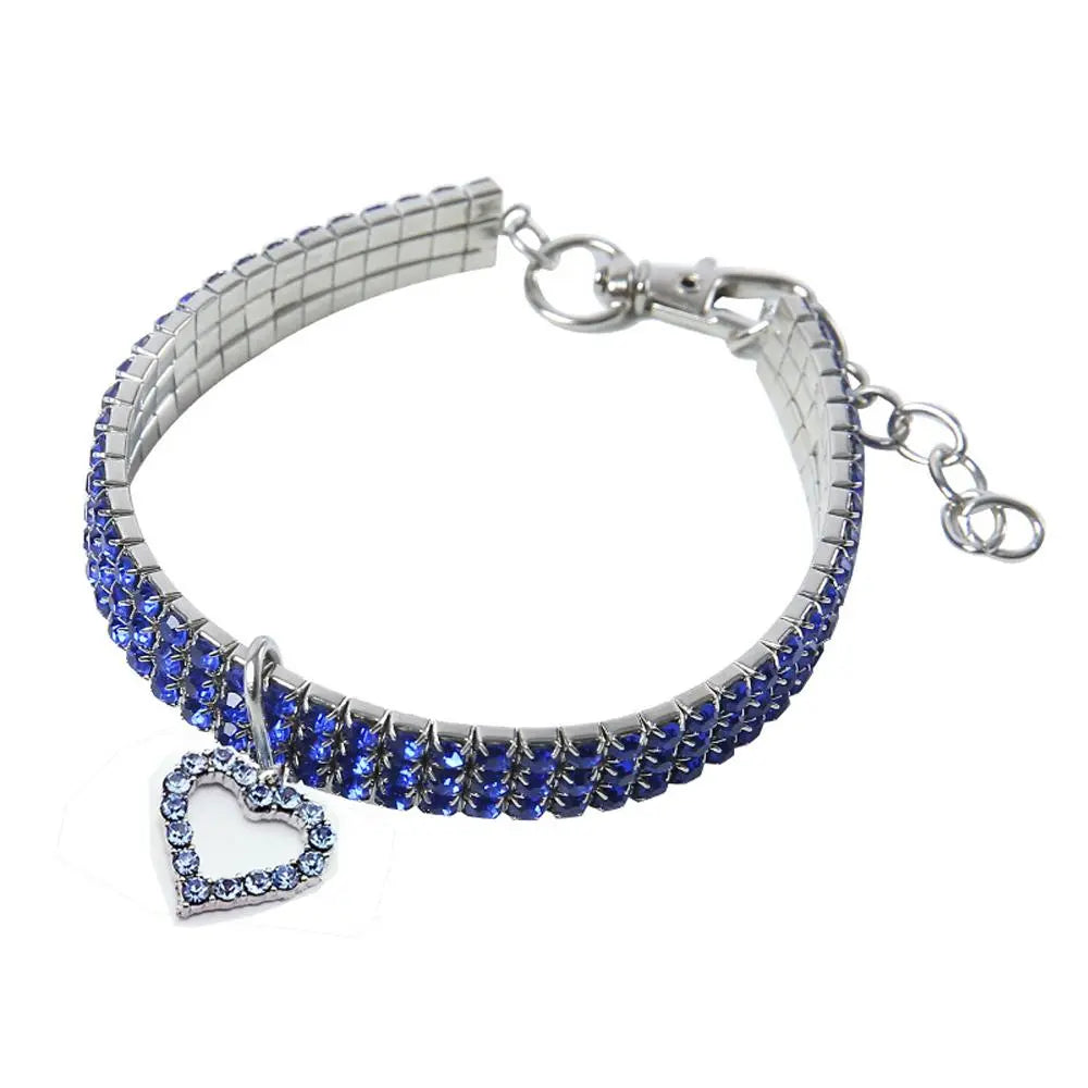 Rhinestone Decor Pet Collar, 1 Count Adjustable Pet Collar with Heart Shaped Pendant, Pet Accessories for Small Medium Large Dogs & Cats