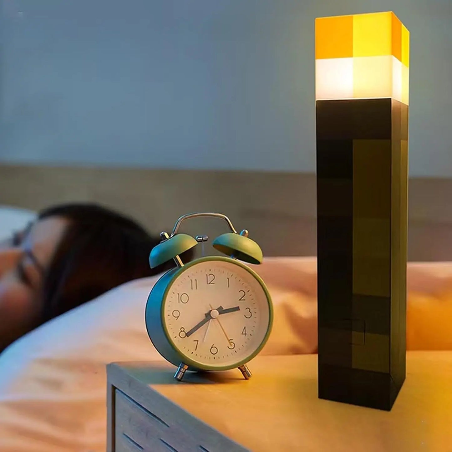 Upgraded Light-Up Wall Torch - Pixel Brownstone Torch Lamp - USB Pluggable Night Lamp - Hand Held or Wall Mount Lighting Torch