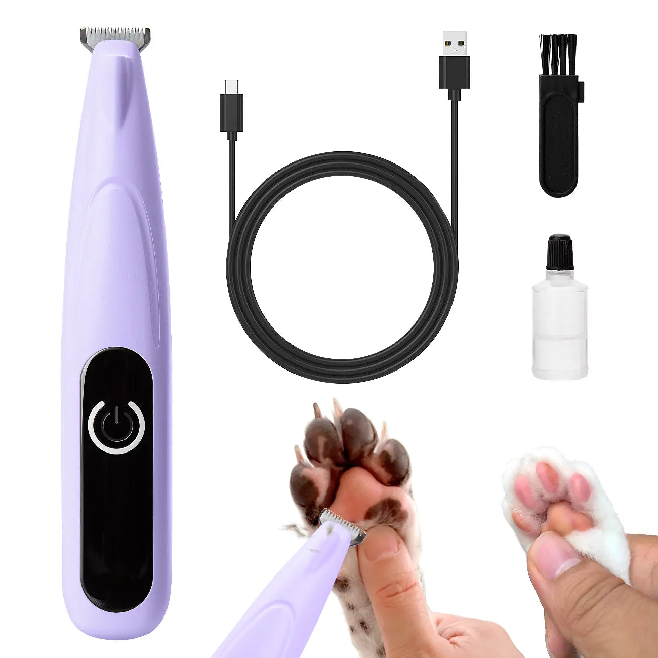 Rechargeable Pet Dog Cat Hair Trimmer Kit, Pet Paw Trimmer, Cordless Quiet Dog Trimmer for Grooming with LED Light, Small Dog Grooming Clippers for Dogs & Cats, Pet Grooming Tool,Waterproof, Low Noise Pet Shaver