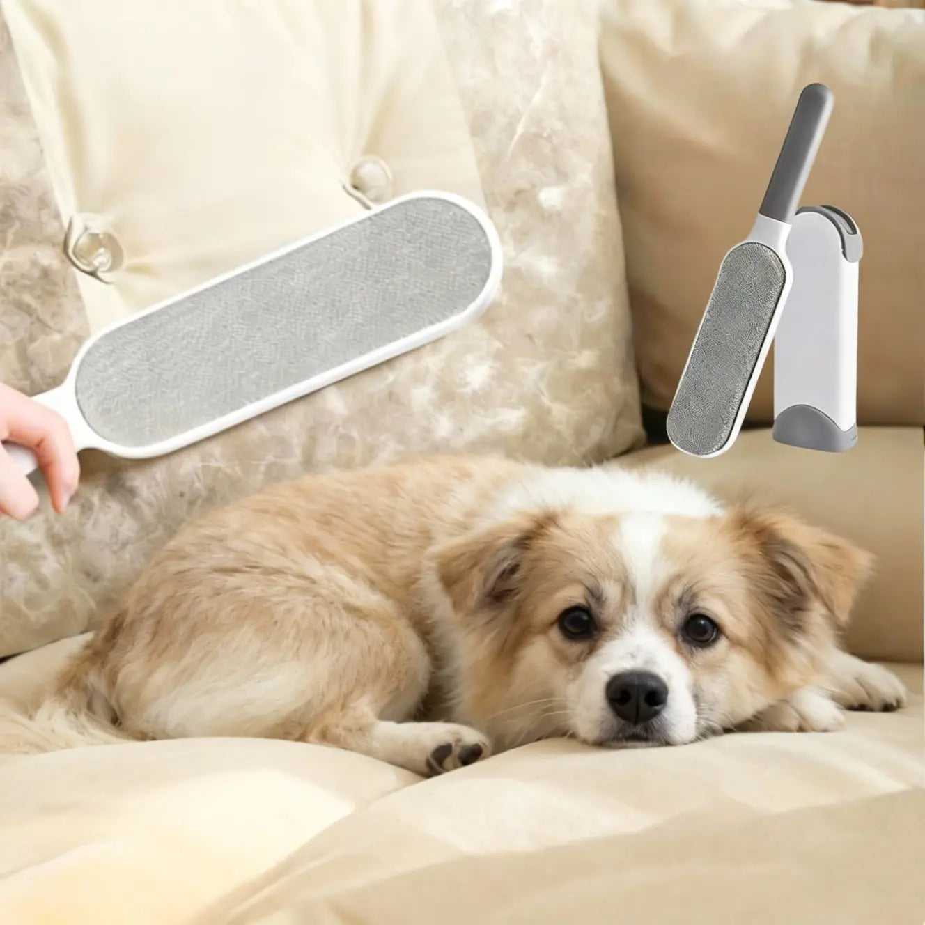 Multi-Functional Electrostatic Lint Brush with Double Sided Design for Furniture & Pet Hair Removal - Reusable & Self-Cleaning Tool for Clothes, Sofa, Carpet & Bed