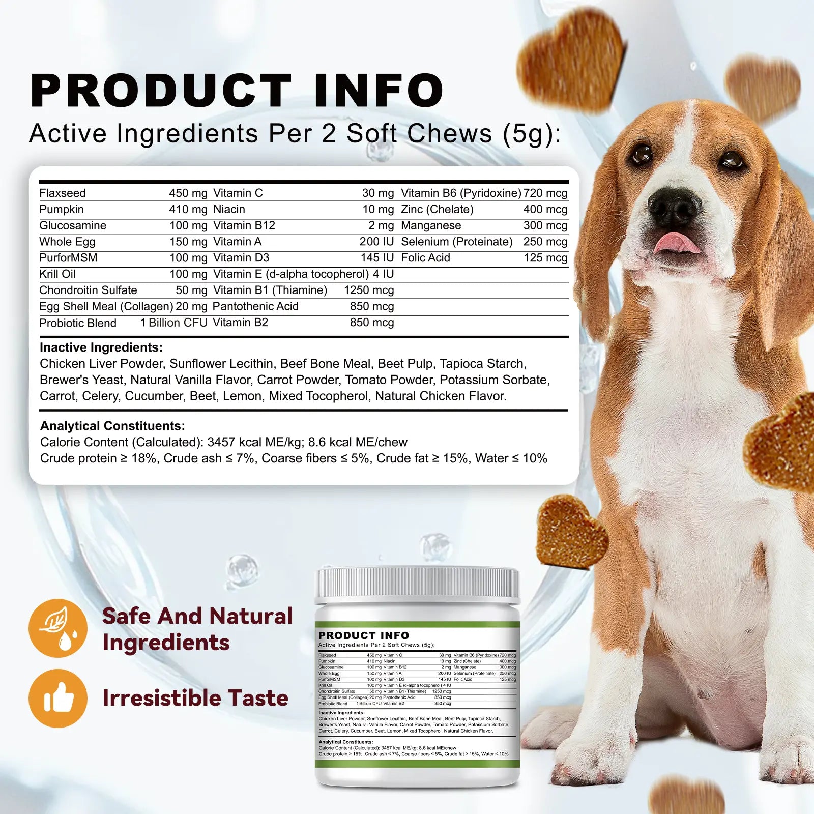 Ourcares Dog Multivitamin Supplements 120 Count Dog Multivitamin Chewable Immune Joint Support Skin Gut Health Glucosamine & Probiotics - Safe for Senior & Puppy Multivitamin - Chicken Flavor Pet Daily Chews Snacks
