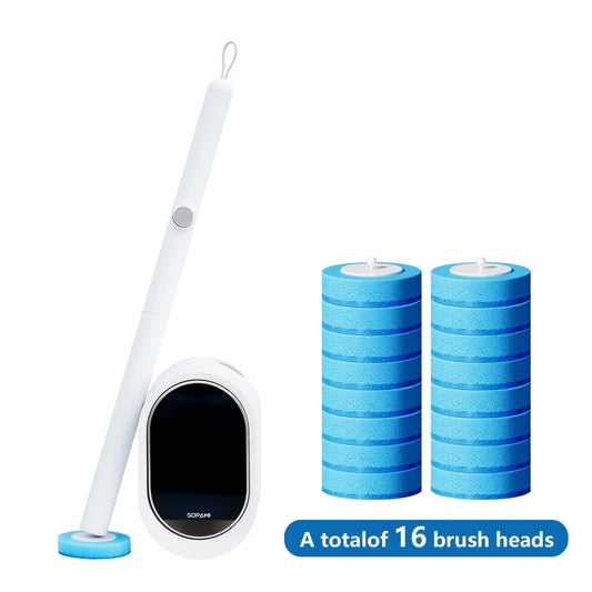 SOPAMI Toilet Scrubber Kit with Self-Cleaning Disposable Pads – No Pre-Rinse, No Mess, No Odor , Simplifies Bathroom Hygiene