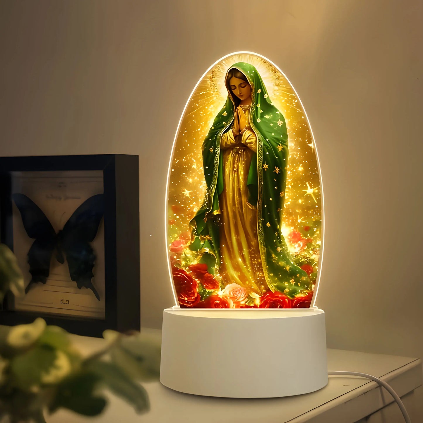 Guadalupe Virgin Prayer Lamp, Usb-Powered Warm Light for Religious Home Decor, Baptism and Spiritual Atmosphere #GLOBAL PICKS