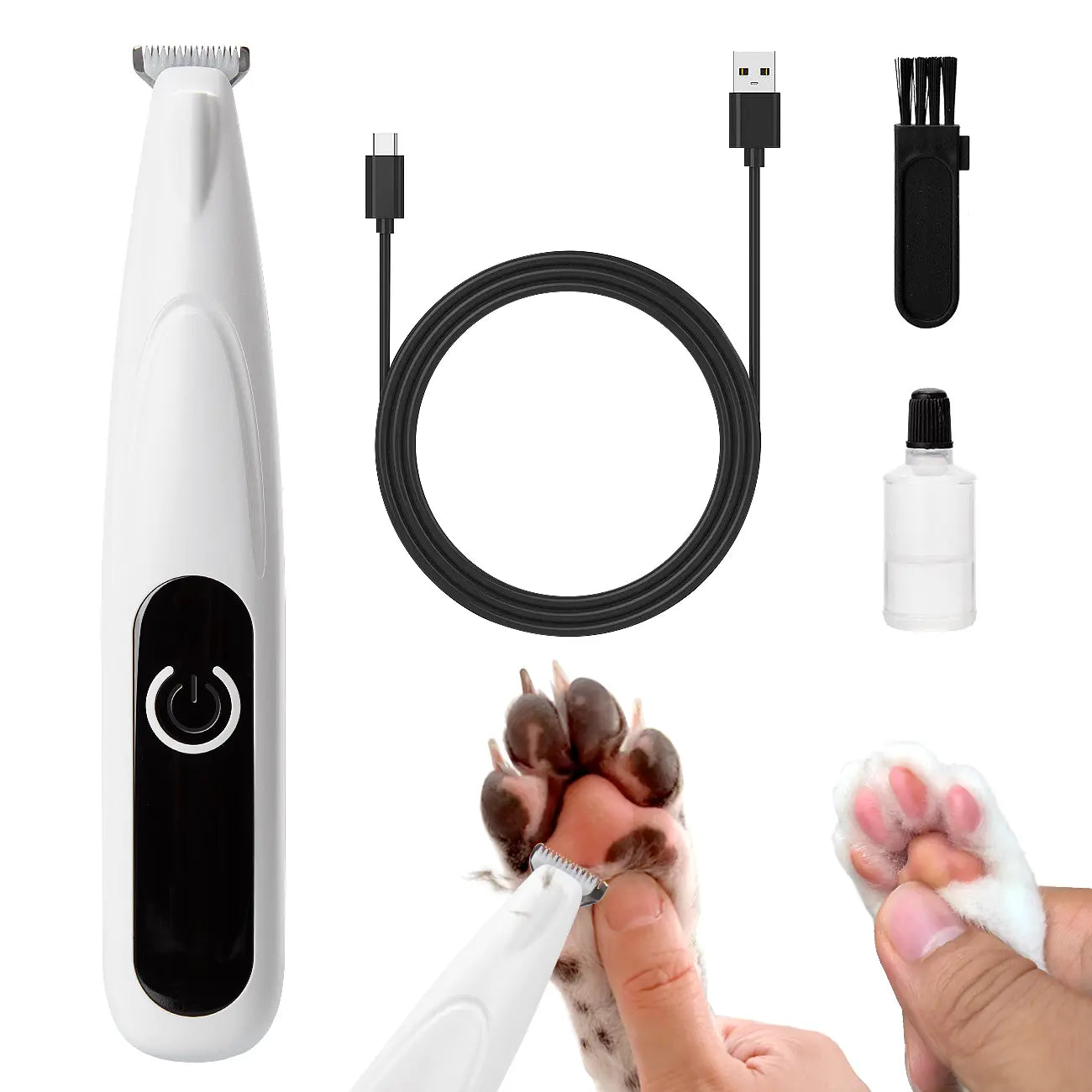 Rechargeable Pet Dog Cat Hair Trimmer Kit, Pet Paw Trimmer, Cordless Quiet Dog Trimmer for Grooming with LED Light, Small Dog Grooming Clippers for Dogs & Cats, Pet Grooming Tool,Waterproof, Low Noise Pet Shaver