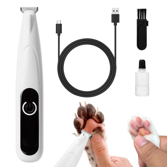 Rechargeable Pet Dog Cat Hair Trimmer Kit, Pet Paw Trimmer, Cordless Quiet Dog Trimmer for Grooming with LED Light, Small Dog Grooming Clippers for Dogs & Cats, Pet Grooming Tool,Waterproof, Low Noise Pet Shaver