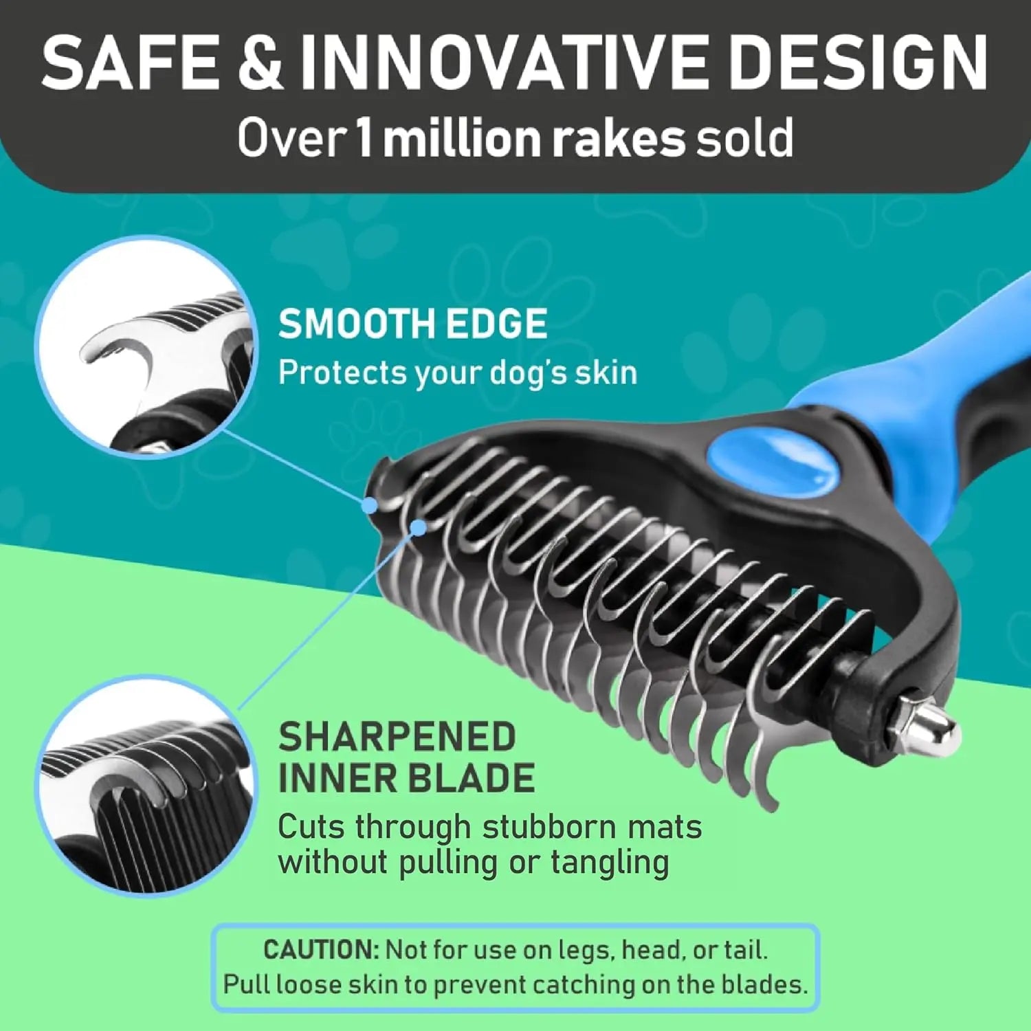 Professional Deshedding Brush for Dogs & Cats – Double-Sided Undercoat Rake with Stainless Steel Teeth – Reduces Shedding & Mats – Gentle Dematting Tool for Long-Haired Pets