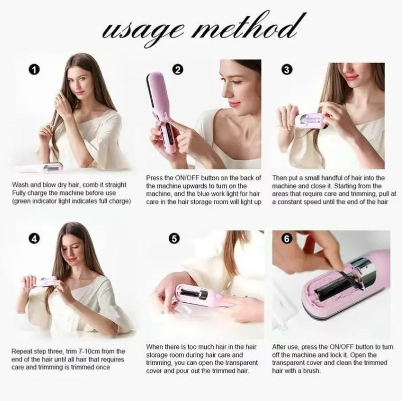Automatic Electric Hair Clipper, Multifunctional Type-C Rechargeable Hair Split End Clipper, Split End Trimmer, Barber Kit, Baby Pink Hair Styling Tools, Hair Strengthening
