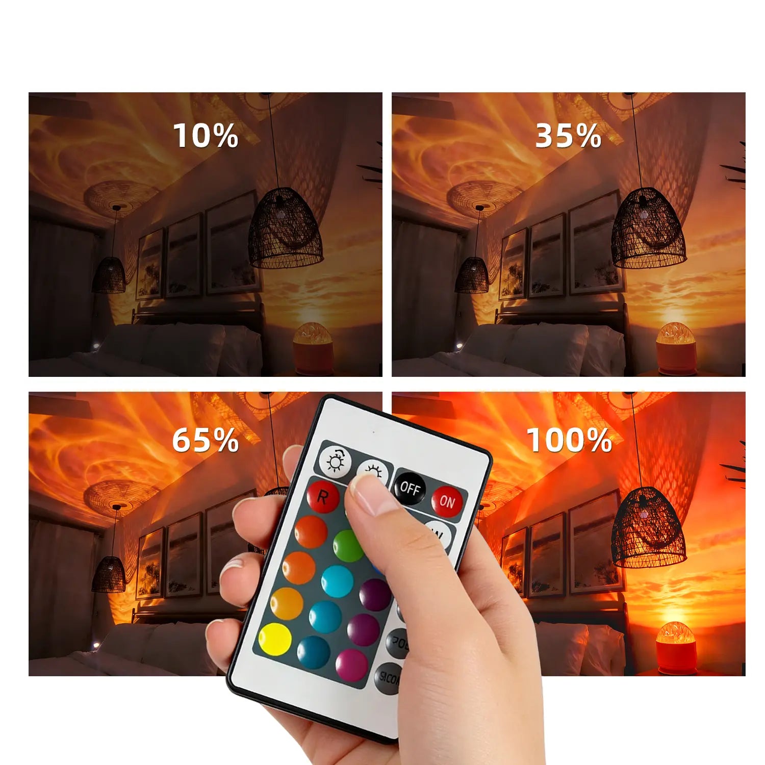 2 Scene -Ocean Wave & 3D Water Rippleprojector Light-Easteregglight 16-Color round Lamp Withcontrol, Relaxation & Romantic Night Ambience Tiktokshopspringglowup
