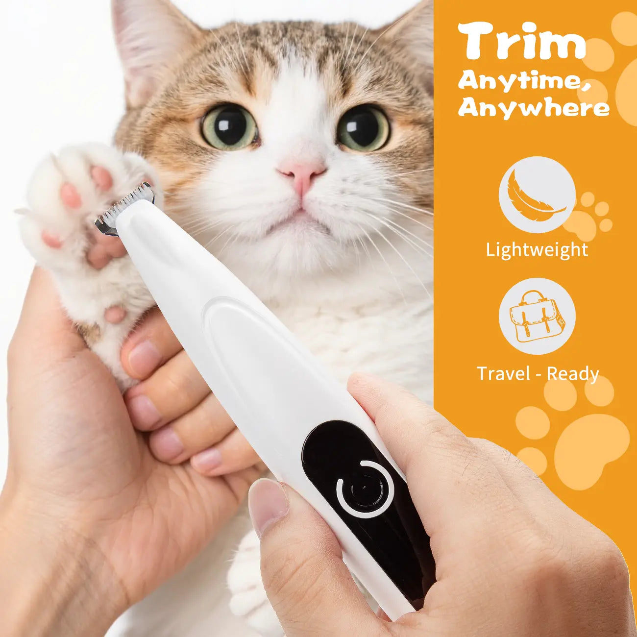 Rechargeable Pet Dog Cat Hair Trimmer Kit, Pet Paw Trimmer, Cordless Quiet Dog Trimmer for Grooming with LED Light, Small Dog Grooming Clippers for Dogs & Cats, Pet Grooming Tool,Waterproof, Low Noise Pet Shaver